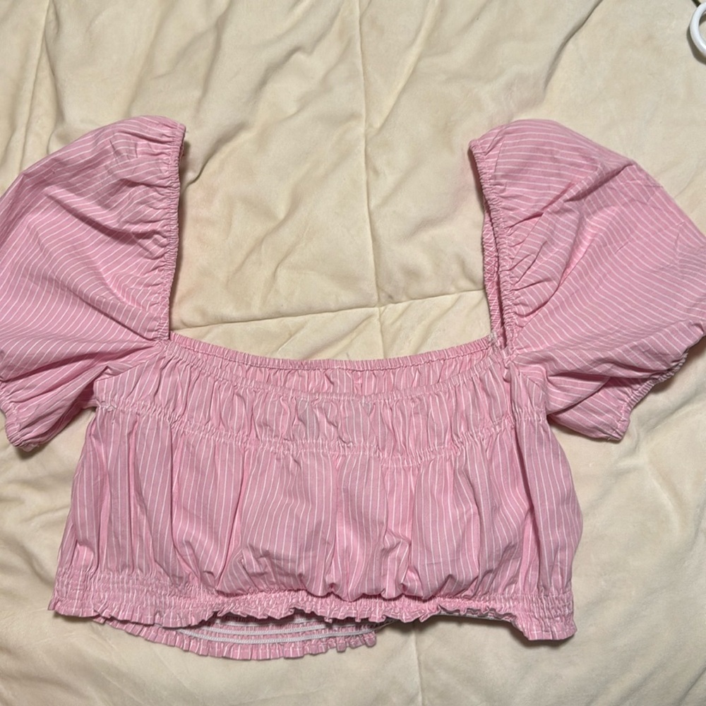 Pink & White Zara top
